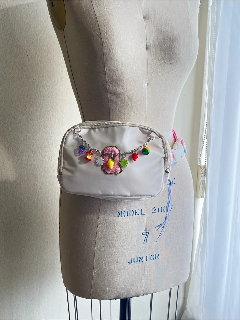 NEW Initial Q Fanny Pack Crossbody Bag with Fruit Charm Chain